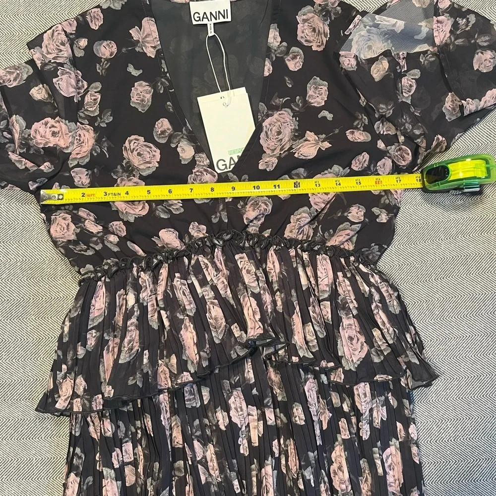 NWT Ganni Floral Georgette Mini Dress